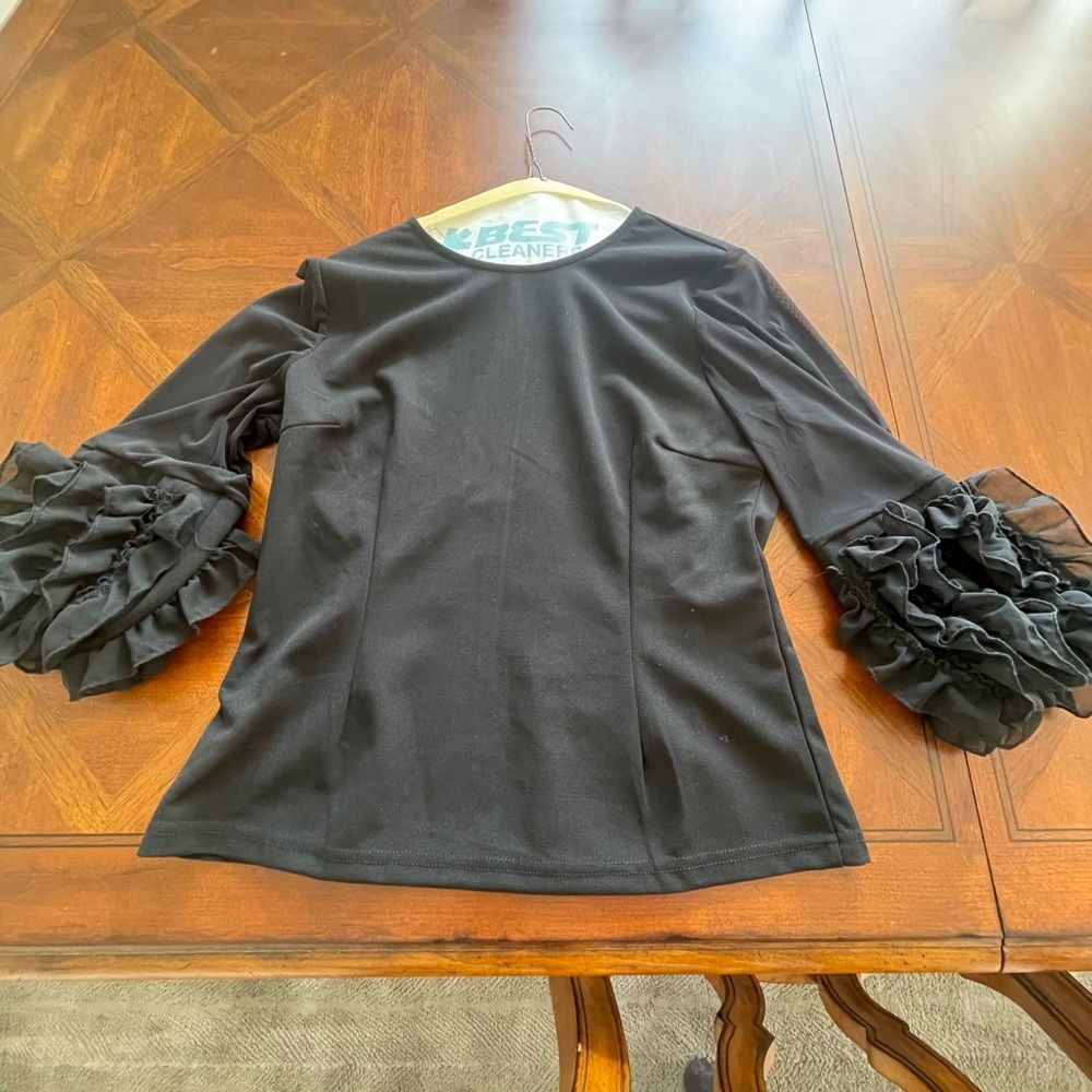 Elegant Black Ruffle Sleeve Top